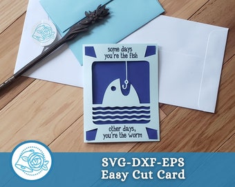 Funny Sympathy Card SVG, Fish and Worm, Cricut Joy File (Digital Download)