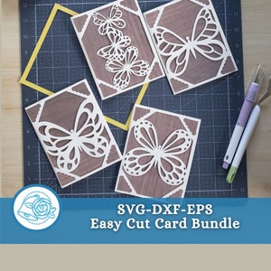 Cricut Joy Ready Butterfly Greeting Card Digital File Bundle, SVG-DXF-EPS Design Files, Card for Baby Shower, Girly Birthday, Mother's Day