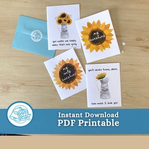 Afdrukbare genderneutrale kaart You Are My Sunshine-kaartbundel, Valentijnskaarten voor thuisprinter, printkaarten thuis Instant PDF-download