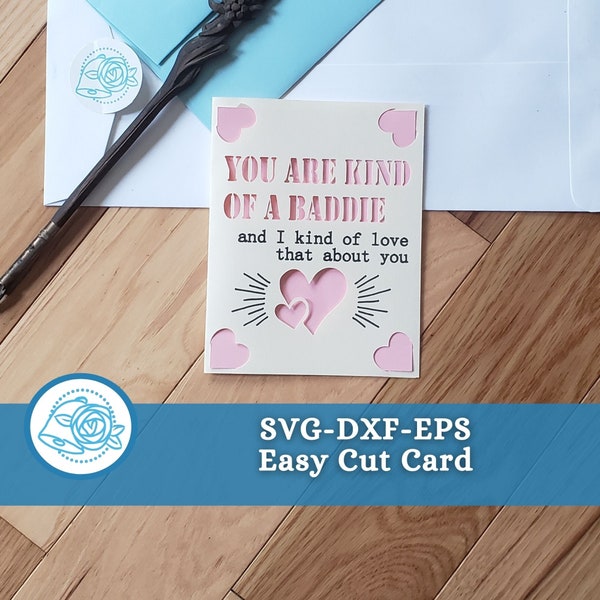 You're a Baddie Cricut Joy Cut Card, Friendship Card for Birthday, Gender Neutral, Galentine's Day Card for Best Friend, SVG-DXF-EPS Files