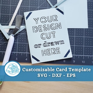 Slotted Corners Cricut Joy Easy Cut Card Template With How-To Customize Tutorial, Make Your Own Greeting Card in Design Space, SVG-DXF-EPS