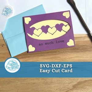 Tak dużo miłości Heart Chain SVG Łatwy wstawiany plik projektu karty, Cricut Joy Ready Cut Card File, Notatka z podziękowaniami, Karta rocznicowa