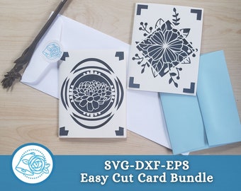 Floral Sympathy Card SVG, Geometric Cut Card Bundle, Digital Download
