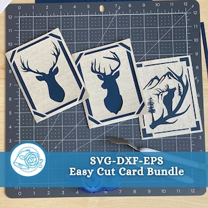 Vatertag Hirsch Silhouette Cricut Joy Karte SVG, EPS Grußkarte Designs, Wald DXF für Jäger, Papa, Onkel und Vater Figuren