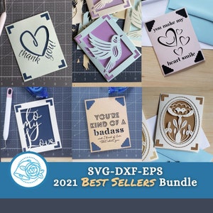 Paquete de tarjetas Cricut, tarjetas más vendidas de 2021, paquete variado de tarjetas de archivo cortadas para todas las ocasiones, descarga instantánea SVG-DXF-EPS, paquete de tarjetas digitales