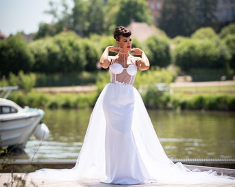 Corset wedding dress, strapless wedding dress, mermaid wedding dress