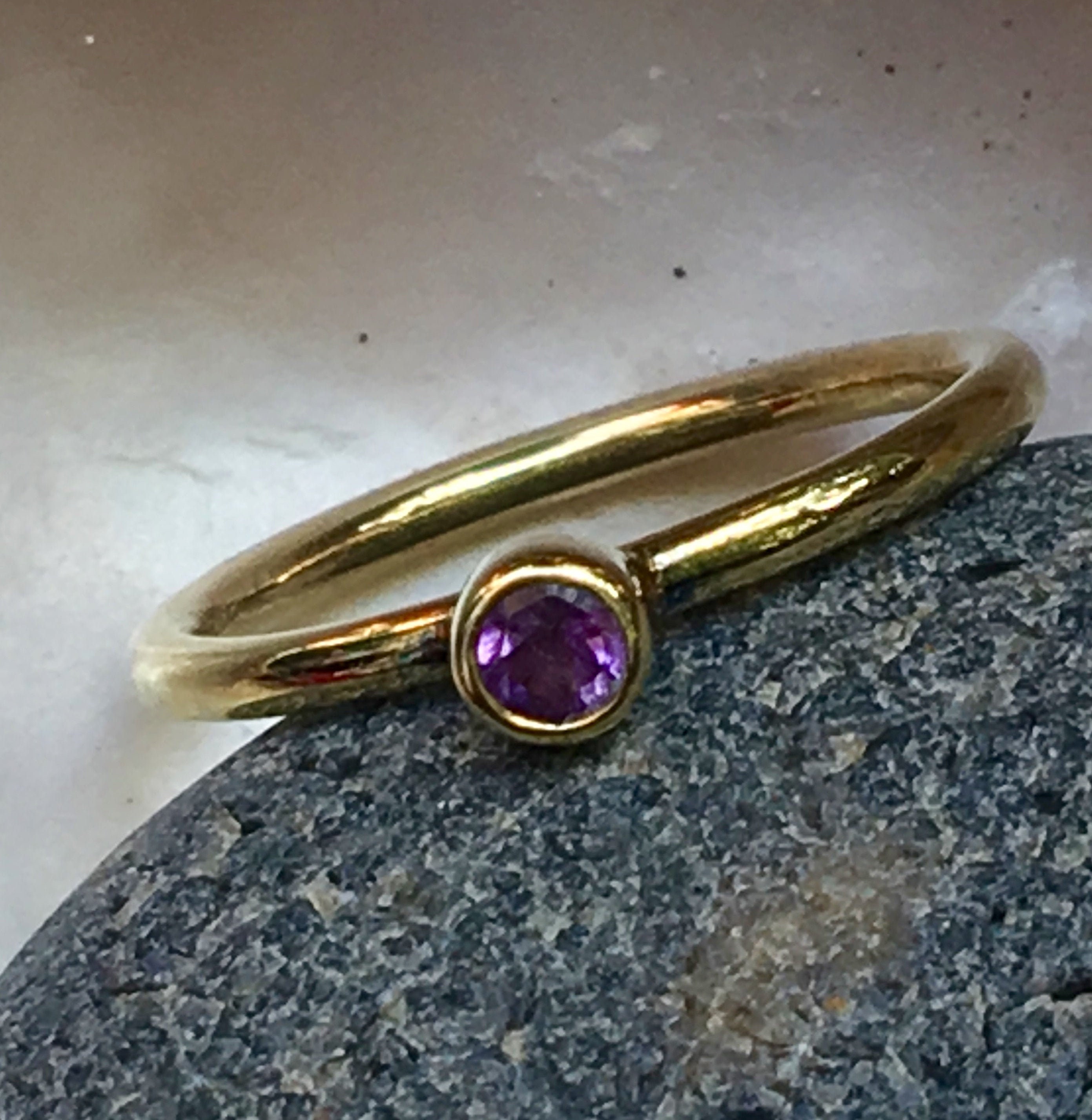 Gold Plated Purple Stone Ring the Genuine Gemstone Company - Etsy