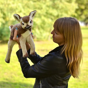 Realistic deer MADE TO ORDER Plush fawn, white tailed baby deer, animal art doll, interior stuffed toy, sewn animals, fake fur toy, pet copy image 4