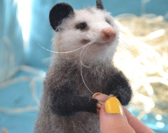 Needle felted possum MADE TO ORDER Felt animals Felted mouse Felting rat Miniature Wool felt Felted forest animals Felting realistic animals