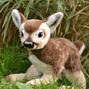 Realistic deer MADE TO ORDER Plush fawn, white tailed baby deer, animal art doll, interior stuffed toy, sewn animals, fake fur toy, pet copy image 7