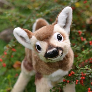 Realistic deer MADE TO ORDER Plush fawn, white tailed baby deer, animal art doll, interior stuffed toy, sewn animals, fake fur toy, pet copy image 1