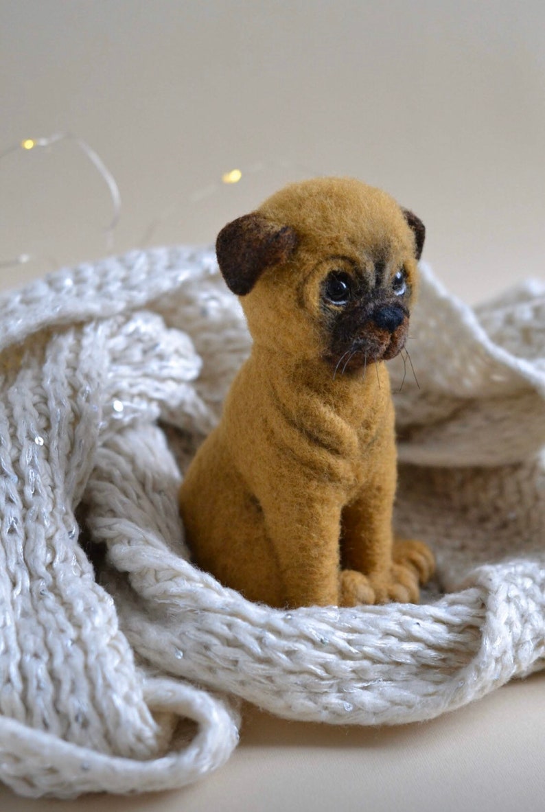Needle Felted Pug Felted Animals Felted Puppy Pug Filtz Wool Etsy