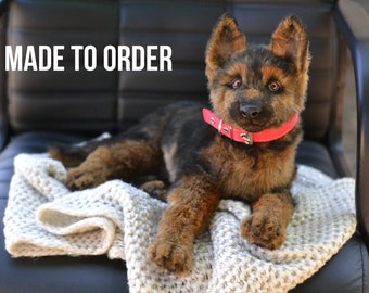 German shepherd MADE TO ORDER realistic puppy Sewn animal Real life size dog Fully mobile collectible doll Pet copy Eco fur Artificial toy