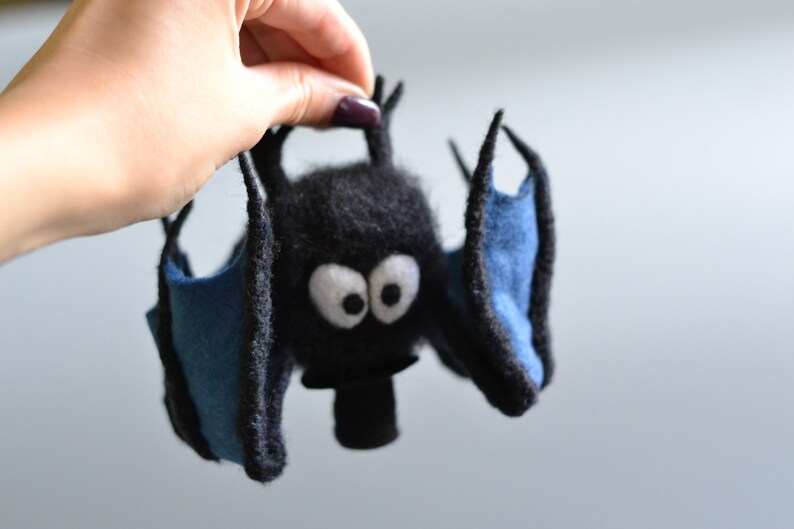 Needle Felted Bat Halloween Decoration Needlefelting Toy Felt Etsy