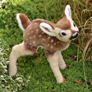 Realistic deer MADE TO ORDER Plush fawn, white tailed baby deer, animal art doll, interior stuffed toy, sewn animals, fake fur toy, pet copy image 2