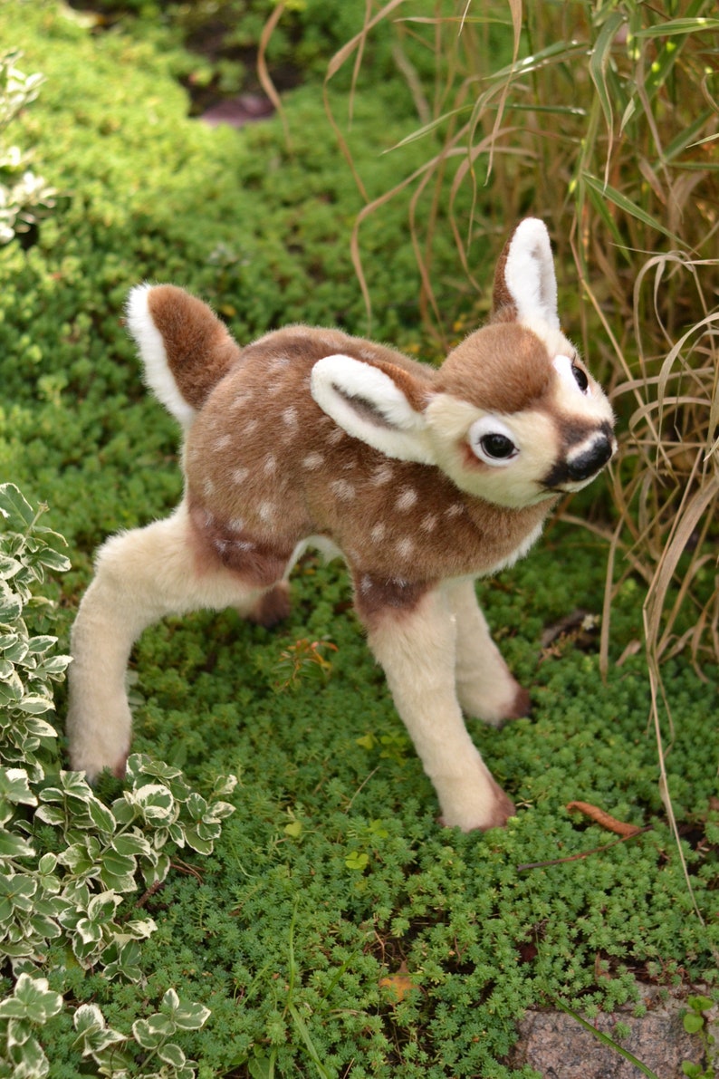 Realistic deer MADE TO ORDER Plush fawn, white tailed baby deer, animal art doll, interior stuffed toy, sewn animals, fake fur toy, pet copy image 2