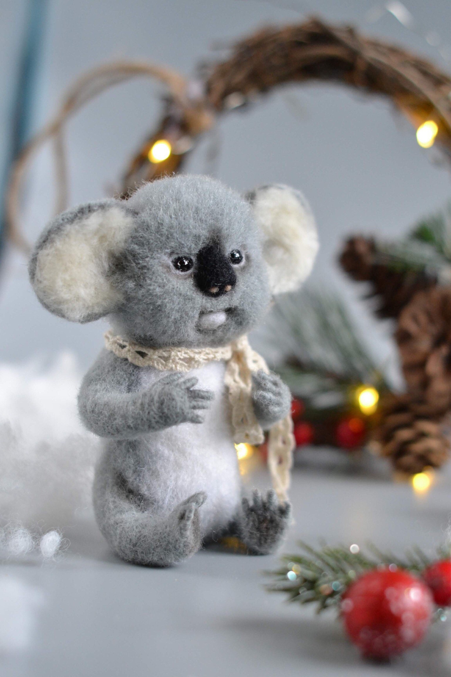 Needle Felted Koala Felt Tiny Animals Wool Felt Miniature Etsy UK