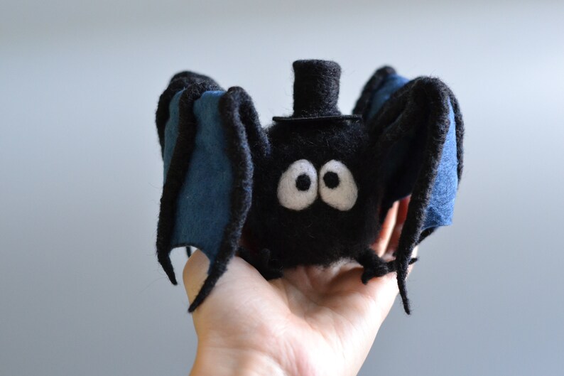 Needle Felted Bat Halloween Decoration Needlefelting Toy Felt Etsy