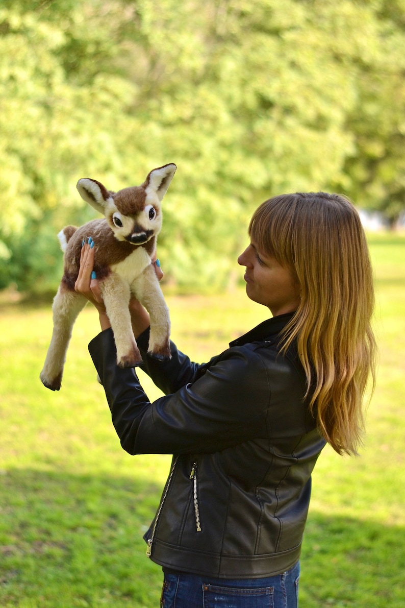 Realistic deer MADE TO ORDER Plush fawn, white tailed baby deer, animal art doll, interior stuffed toy, sewn animals, fake fur toy, pet copy image 4