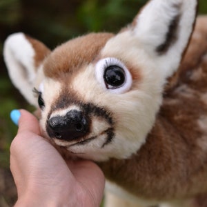 Realistic deer MADE TO ORDER Plush fawn, white tailed baby deer, animal art doll, interior stuffed toy, sewn animals, fake fur toy, pet copy image 8