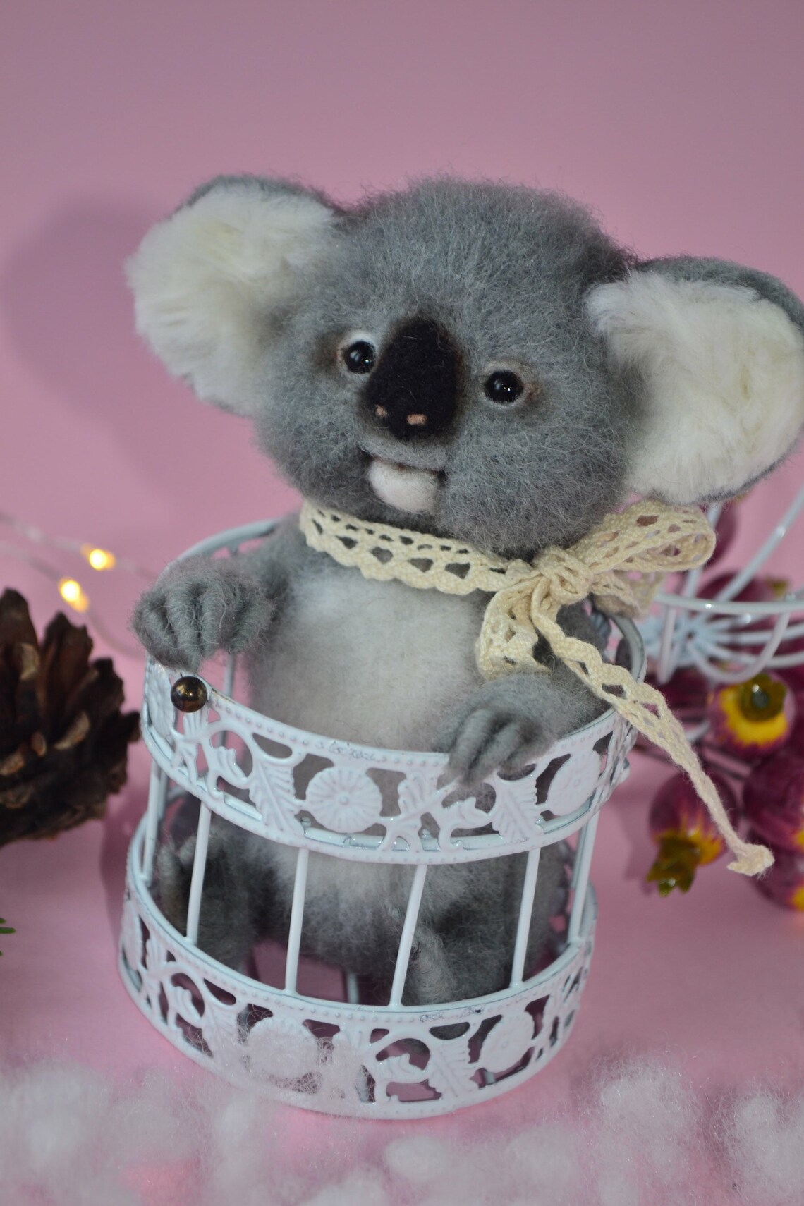 Needle felted koala felt tiny animals Wool Felt miniature Etsy