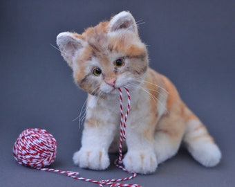 ジンジャーリアルな猫のおもちゃペルシャぬいぐるみ剥製装飾ホーム
