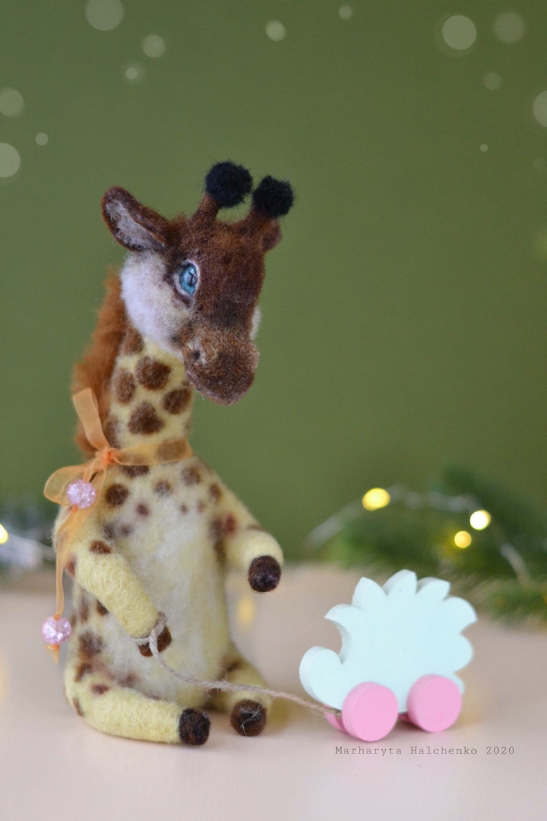 Needle Felted Giraffe MADE TO ORDER Needle Felt Animals Wool Etsy
