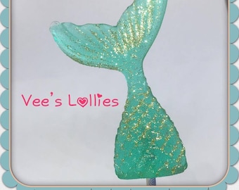 Mermaid Tail Lollipops x 12  Purple, Pink or Aqua with edible glitter