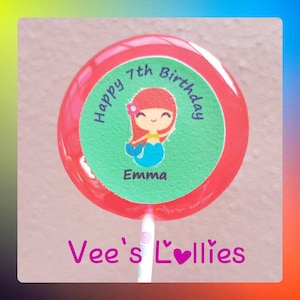 Mermaid themed lollipops - pack of 12 - personalised and hand made to order - Gluten, dairy and nut free