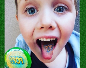 Tongue Tattoo Lollipops. Packs of 12, 24 or 35. Your choice of colour, flavour and image. pop, batman, unicorn, rainbow heart