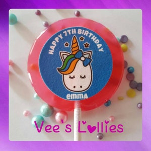 Unicorn themed lollipops - pack of 12 - personalised and hand made to order - Gluten, dairy and nut free