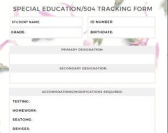 Special Education/504 Tracking Form