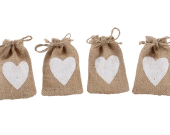 hessian heart favour bags Weddding hessian mini bag Hessian white heart treat bags Love wedding bunting party decor Wedding decor
