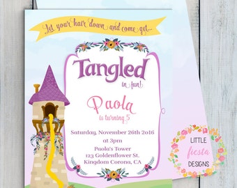 Tangled Invitation, Rapunzel Invitation, Digital Tangled Invitation, Tangled birthday, Rapunzel birthday