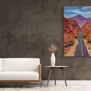 Mouse&#39;s Tank Road Canvas Print - Valley of Fire State Park, NV, Red Sandstone, Las Vegas, Mojave Desert, Wall Art, Desert Colors