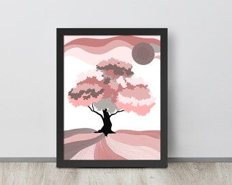 Pastel Tree Framed Poster: Original Wall Art (11 x 14 inches)