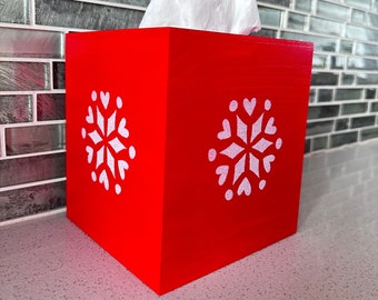 Red Mandala Wooden Tissue Box Cover: Bohemian Decor