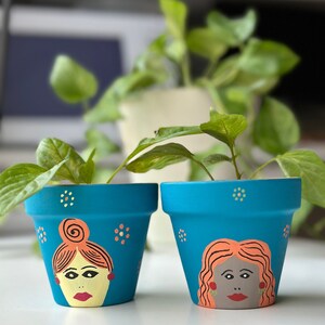 Boho Succulent Pots - Set of 2- 3 inch Hand Painted Planters with Drainage Holes - Unique Nursery Decor for Besties, Friendsgiving Gifts