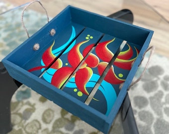 Tropical Birds of Paradise Tray: Upcycled Crate Home Decor