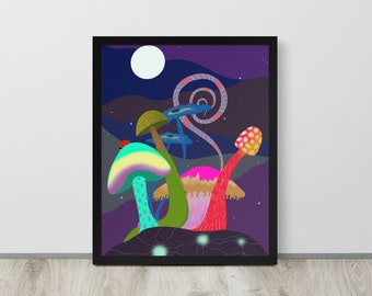 Framed poster | Night Mushrooms