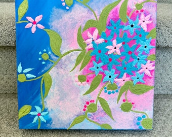 Spring Bloom Acrylic Painting: Colorful Floral Canvas Art (10x10 inches)