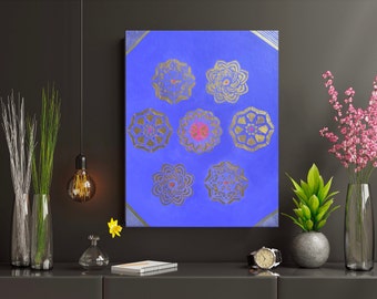 Lavender Gold Mandala Painting: Abstract Acrylic Canvas Art (11x14 inches)