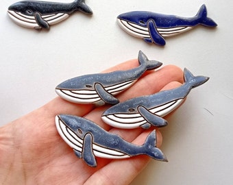 Whale handmade ceramic brooch