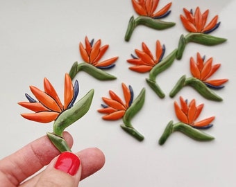 Strelitzia handmade ceramic brooch