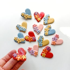 Blumen Herz handgemachte Keramik Brosche mit 12K Gold