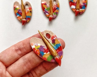 Artist's Palette Handmade Ceramic Brooch, Artist Palette Brooch, Paint Palette Ceramic Brooch