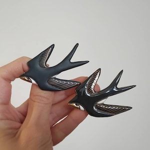 Swallow handmade ceramic brooch