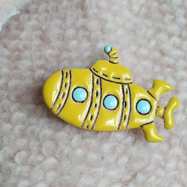 Submarine handmade ceramic brooch