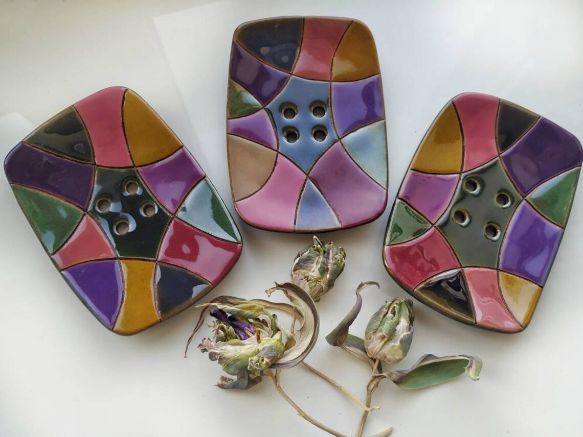 Handmade Ceramic Soap Dish Colorful Soap Dish Etsy