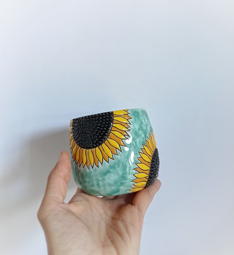 Sunflowers handmade ceramic mug image 4
